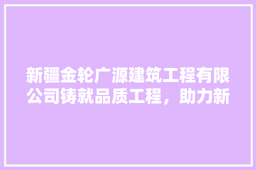 新疆金轮广源建筑工程有限公司铸就品质工程，助力新疆建设发展