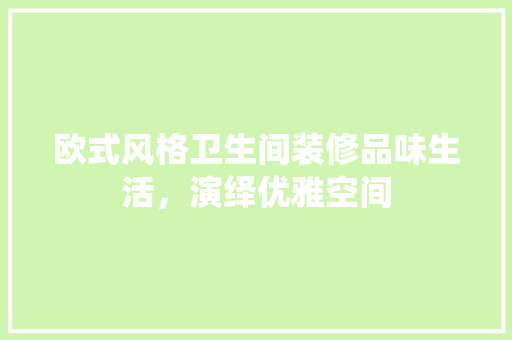 欧式风格卫生间装修品味生活，演绎优雅空间