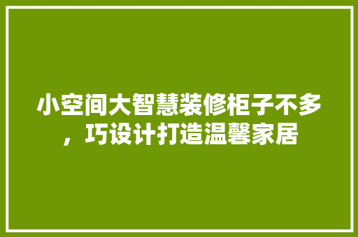 小空间大智慧装修柜子不多，巧设计打造温馨家居
