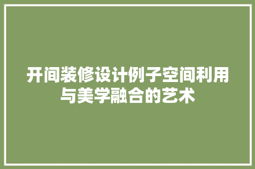 开间装修设计例子空间利用与美学融合的艺术 地板材料
