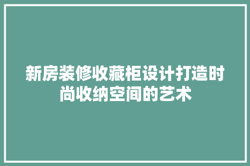 新房装修收藏柜设计打造时尚收纳空间的艺术 卧室装修