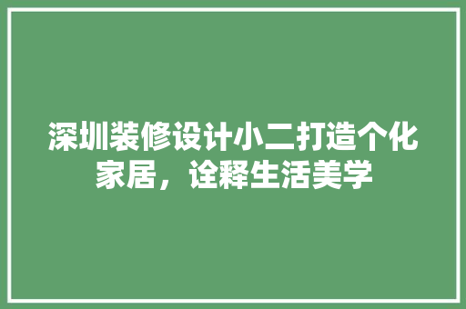 深圳装修设计小二打造个化家居，诠释生活美学