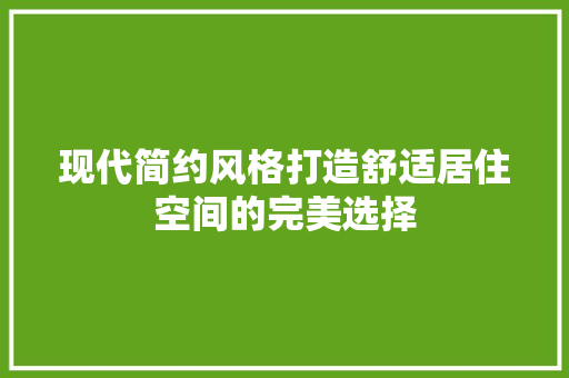 现代简约风格打造舒适居住空间的完美选择