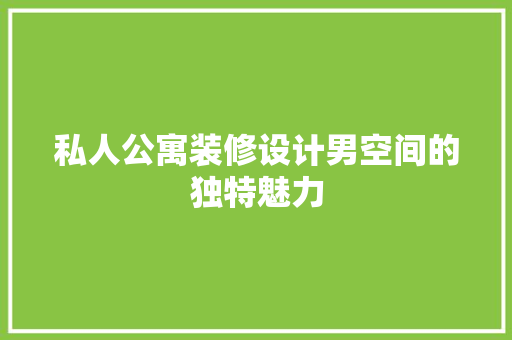 私人公寓装修设计男空间的独特魅力 软装设计