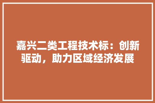 嘉兴二类工程技术标：创新驱动，助力区域经济发展