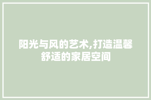 阳光与风的艺术,打造温馨舒适的家居空间