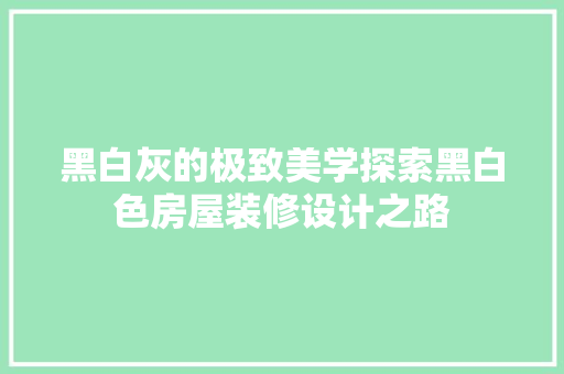 黑白灰的极致美学探索黑白色房屋装修设计之路
