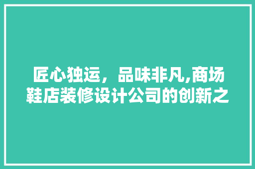 匠心独运，品味非凡,商场鞋店装修设计公司的创新之路