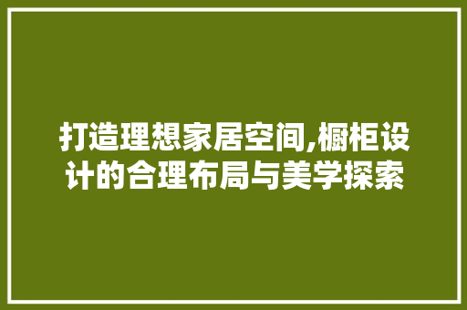 打造理想家居空间,橱柜设计的合理布局与美学探索