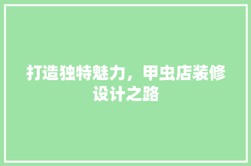 打造独特魅力，甲虫店装修设计之路