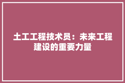 土工工程技术员：未来工程建设的重要力量 现代风格装饰