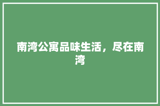 南湾公寓品味生活，尽在南湾