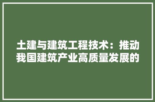 土建与建筑工程技术：推动我国建筑产业高质量发展的关键力量 现代风格装饰