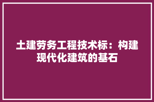 土建劳务工程技术标：构建现代化建筑的基石 现代风格装饰
