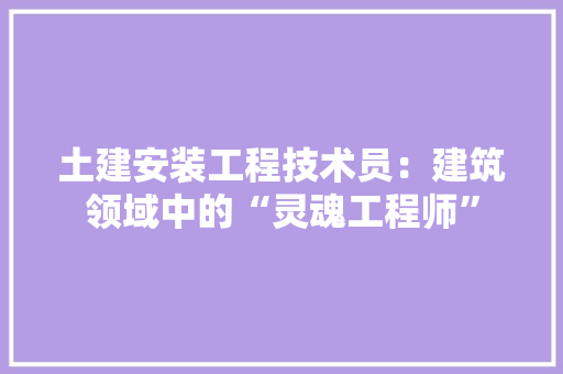 土建安装工程技术员：建筑领域中的“灵魂工程师” 现代风格装饰