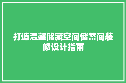 打造温馨储藏空间储蓄间装修设计指南
