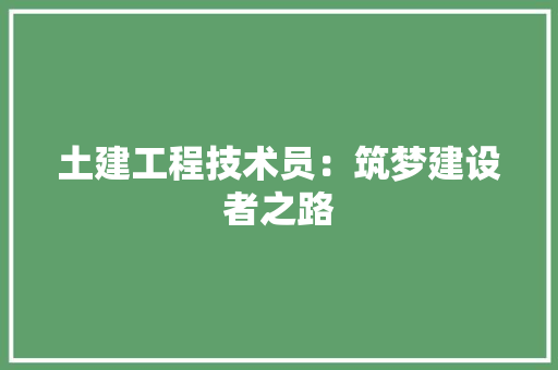 土建工程技术员：筑梦建设者之路