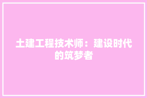 土建工程技术师：建设时代的筑梦者 现代风格装饰
