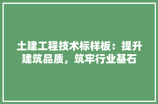 土建工程技术标样板：提升建筑品质，筑牢行业基石 现代风格装饰