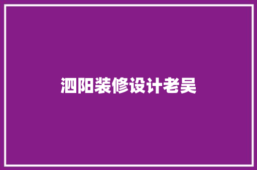 泗阳装修设计老吴