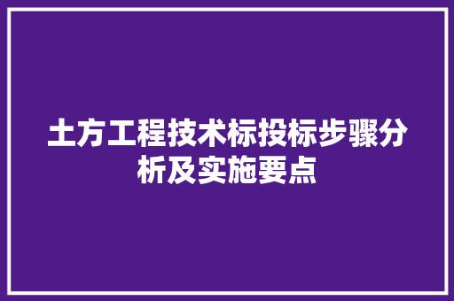 土方工程技术标投标步骤分析及实施要点 现代风格装饰