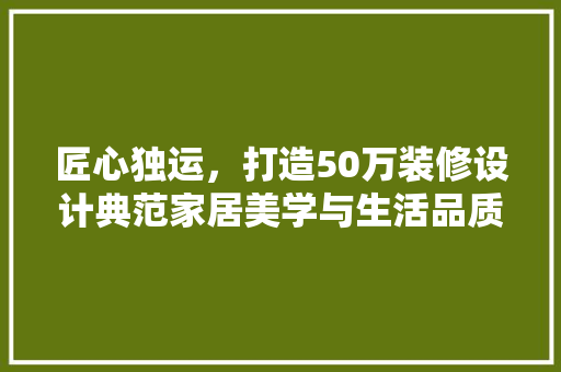 匠心独运，打造50万装修设计典范家居美学与生活品质的完美融合