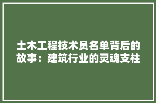 土木工程技术员名单背后的故事：建筑行业的灵魂支柱 现代风格装饰