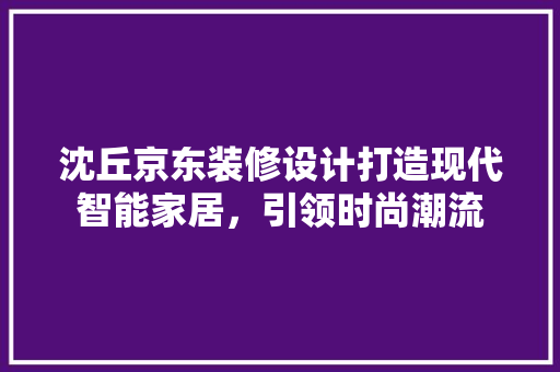 沈丘京东装修设计打造现代智能家居，引领时尚潮流