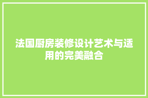 法国厨房装修设计艺术与适用的完美融合