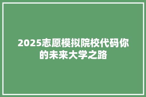 2025志愿模拟院校代码你的未来大学之路