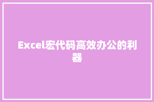 Excel宏代码高效办公的利器