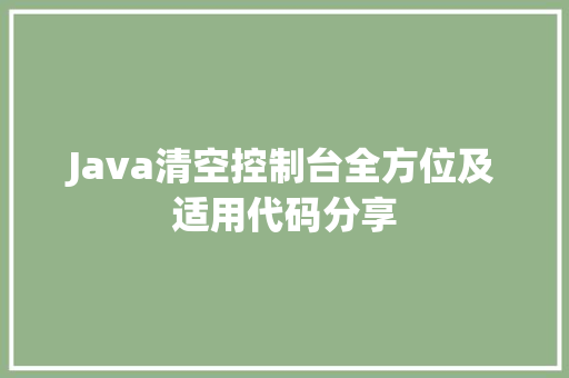 Java清空控制台全方位及适用代码分享