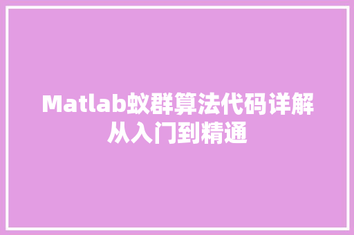 Matlab蚁群算法代码详解从入门到精通