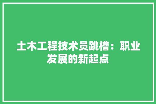 土木工程技术员跳槽：职业发展的新起点 现代风格装饰