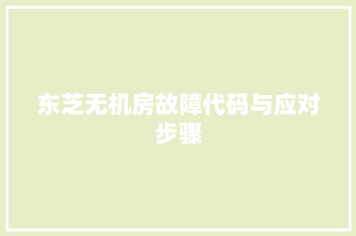 东芝无机房故障代码与应对步骤 客厅装修