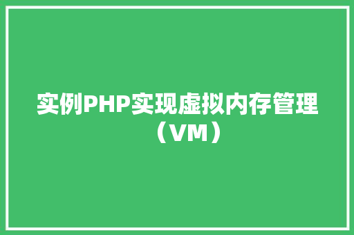 实例PHP实现虚拟内存管理（VM）