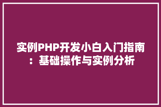实例PHP开发小白入门指南：基础操作与实例分析