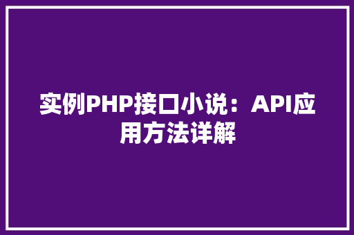 实例PHP接口小说：API应用方法详解
