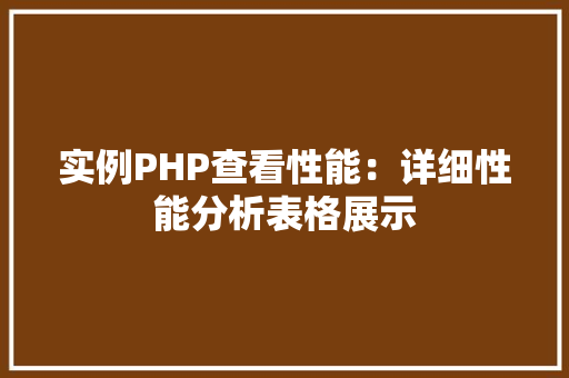 实例PHP查看性能：详细性能分析表格展示