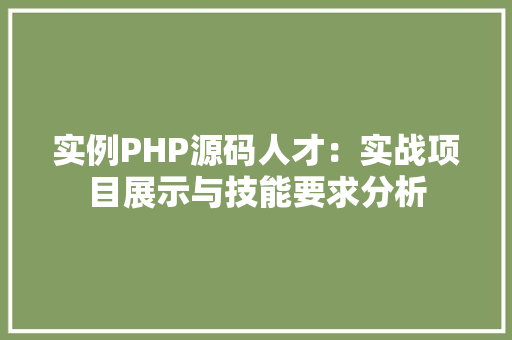 实例PHP源码人才：实战项目展示与技能要求分析