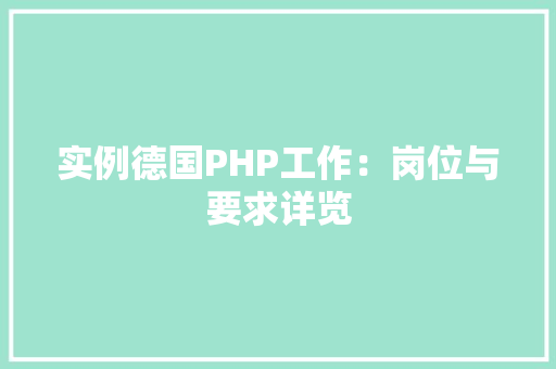 实例德国PHP工作：岗位与要求详览