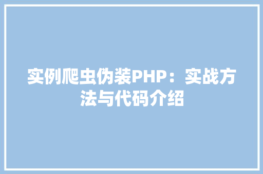 实例爬虫伪装PHP：实战方法与代码介绍