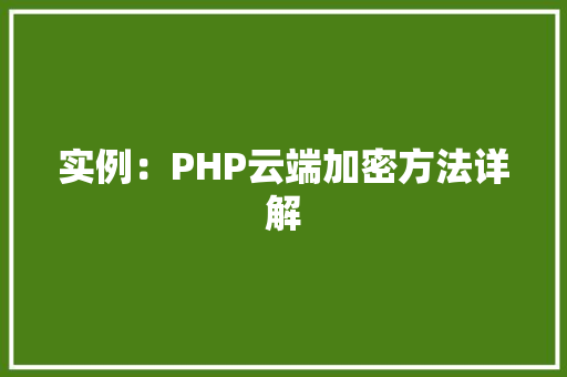 实例：PHP云端加密方法详解