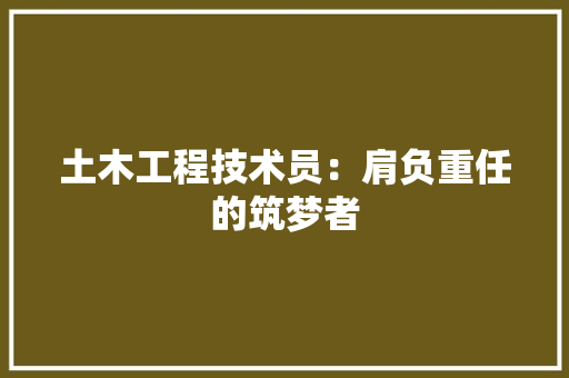 土木工程技术员：肩负重任的筑梦者