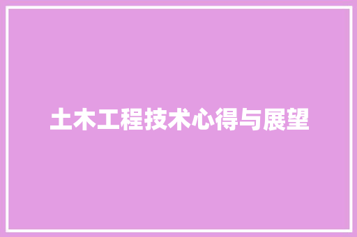 土木工程技术心得与展望 现代风格装饰