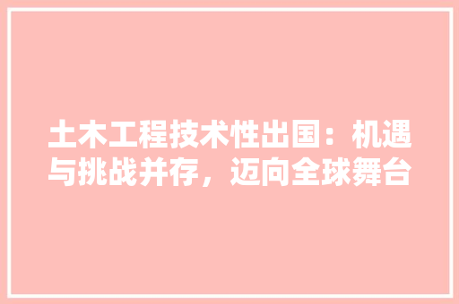 土木工程技术性出国：机遇与挑战并存，迈向全球舞台的华丽转身 现代风格装饰