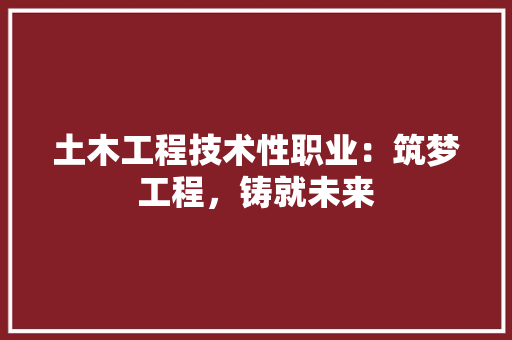 土木工程技术性职业：筑梦工程，铸就未来 现代风格装饰