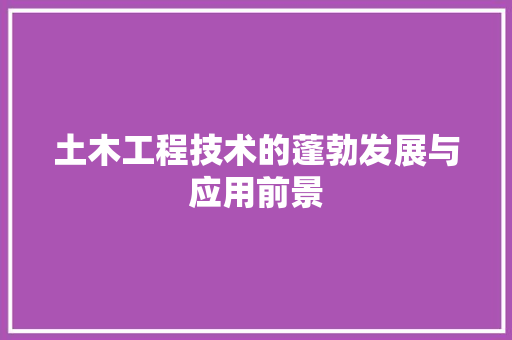 土木工程技术的蓬勃发展与应用前景 现代风格装饰