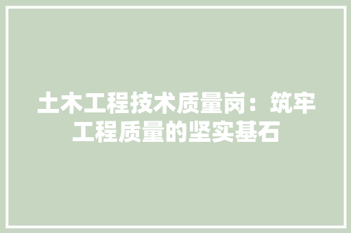 土木工程技术质量岗：筑牢工程质量的坚实基石 现代风格装饰