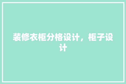 装修衣柜分格设计，柜子设计